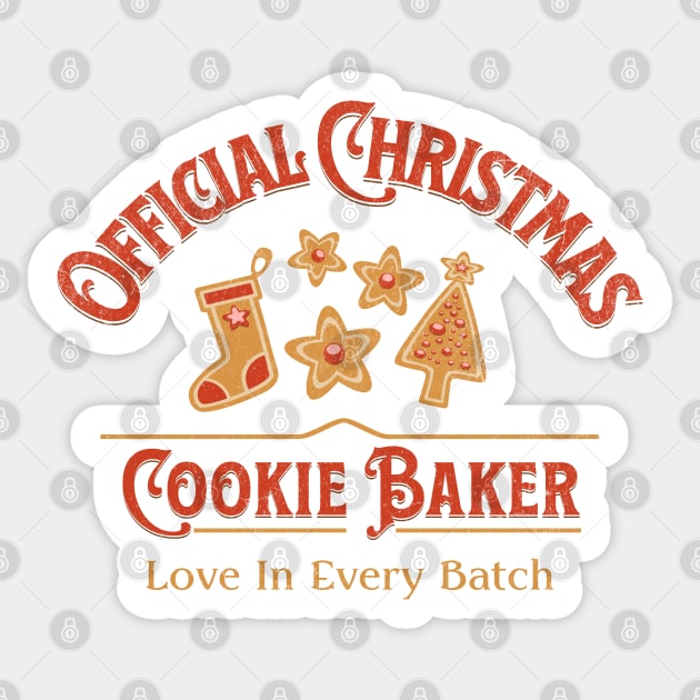 Official Cookie Baker Christmas Sweater Holiday Baking Sticker by Yesteeyear
